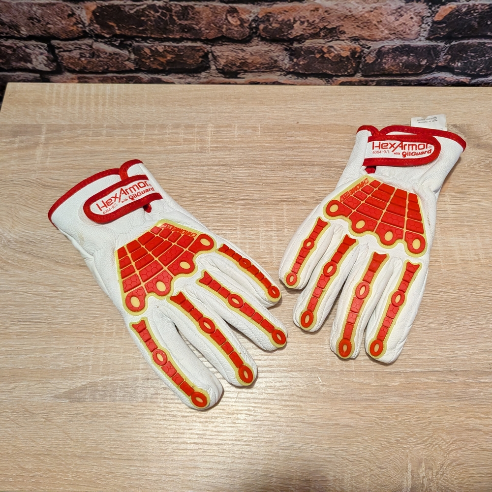 HexArmor White and Red Protective Gloves